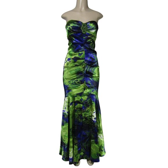 VTG Xscape 8 STRAPLESS Mermaid Jeweled Trumpet Prom Formal Purple Maxi Dress - Picture 1 of 12